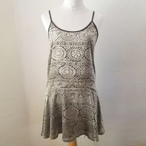 C&V Velvet spaghetti strap dress grey black xs NWT